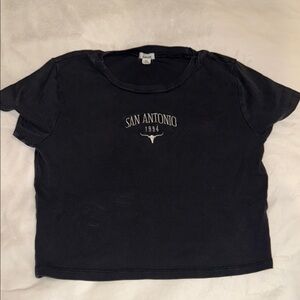 Garage Black Crop Top with San Antonio Print